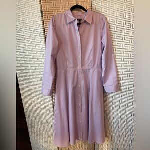 Talbots Lavender Striped Long Sleeve Dress